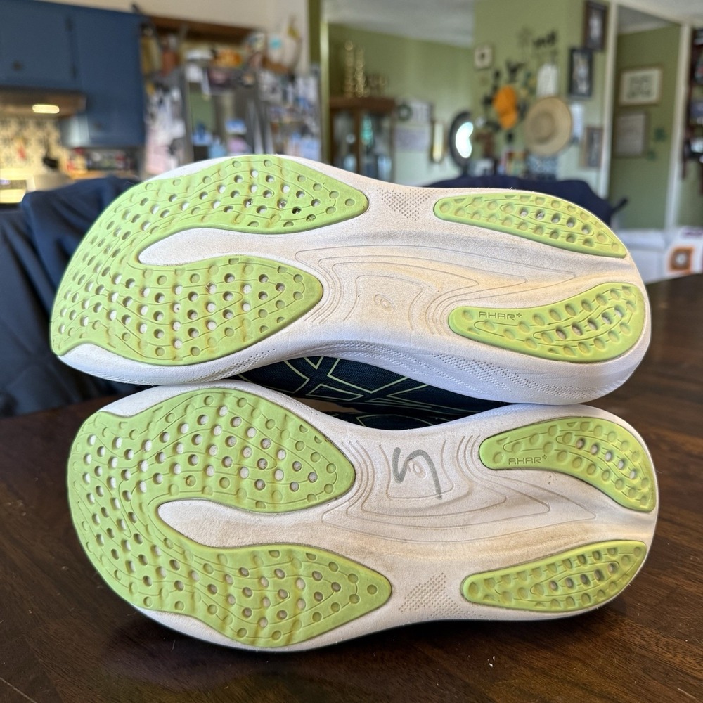 Women's ASICS Gel-Nimbus 25 Ink Teal/Lime Running Shoes USA Women's 7.5 EUC - Picture 13 of 15